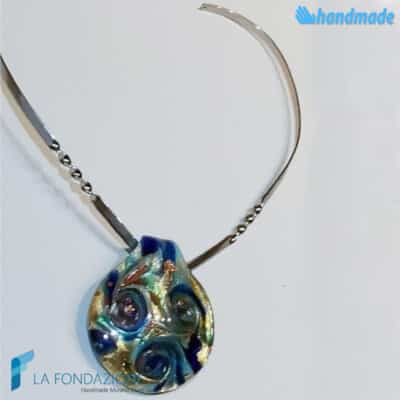 Three Vortices Gold Rhodium Shell Necklace in Murano glass - La Fondazione snc - COLL0101