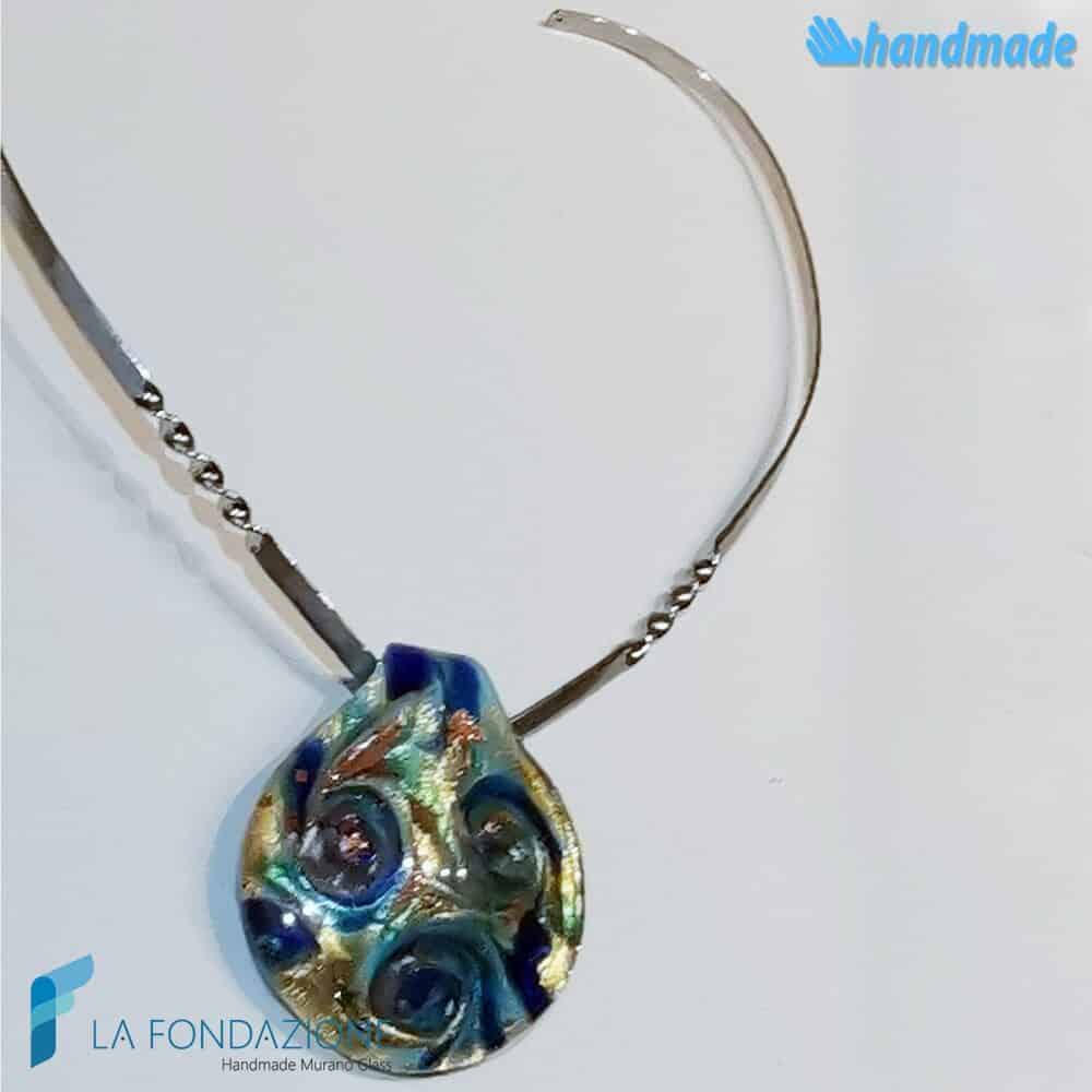 Collana Conchiglia Tre Vortici Oro Rodiata in vetro di Murano fatta a mano - La Fondazione snc - COLL0101