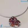 Heart Wave Rhodium Necklace handmade in Murano glass - La Fondazione snc - COLL0105