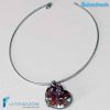 Heart Wave Rhodium Necklace handmade in Murano glass - La Fondazione snc - COLL0105
