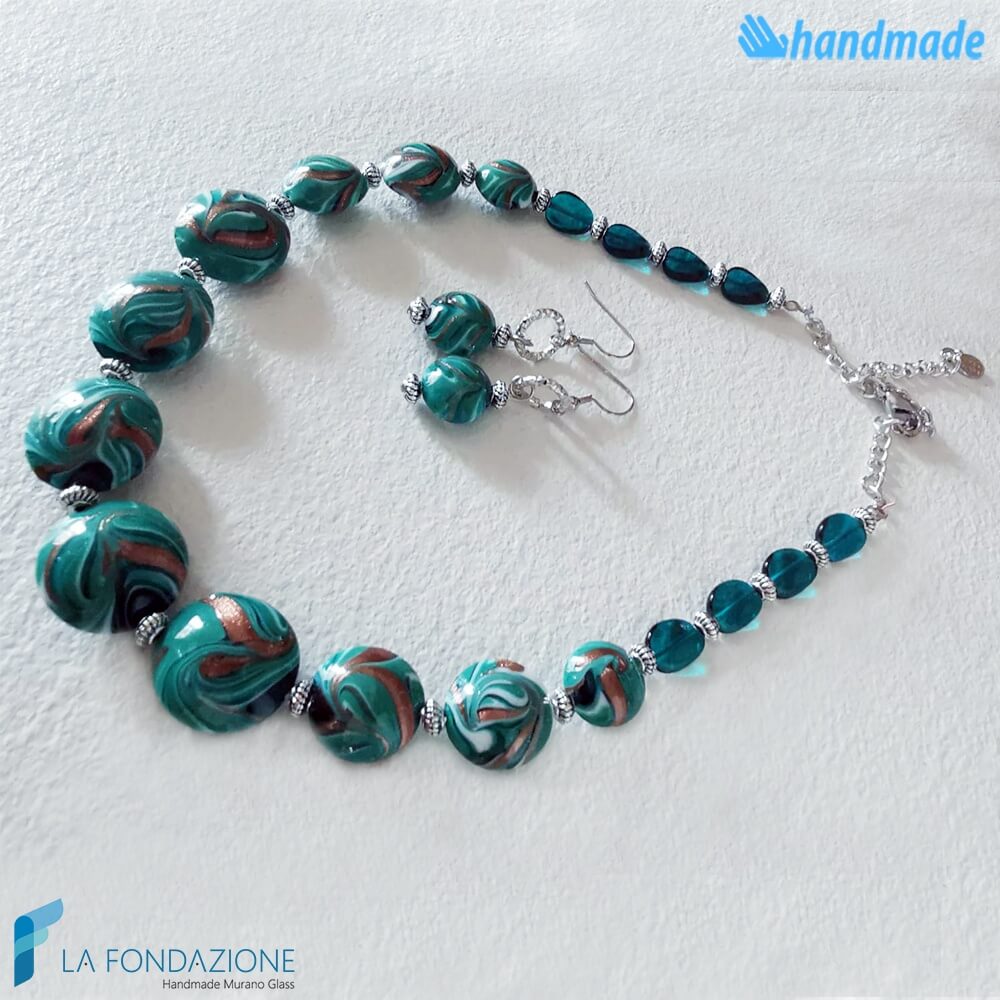 Parure Fenicio Smeraldo in vetro di Murano - La Fondazione snc - PARU0045