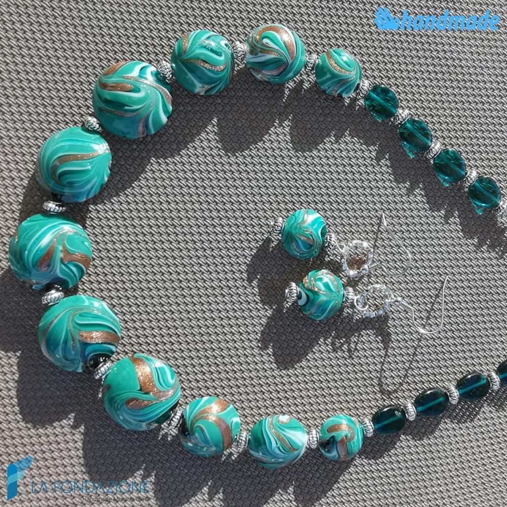 Parure Fenicio Smeraldo in vetro di Murano - La Fondazione snc - PARU0045