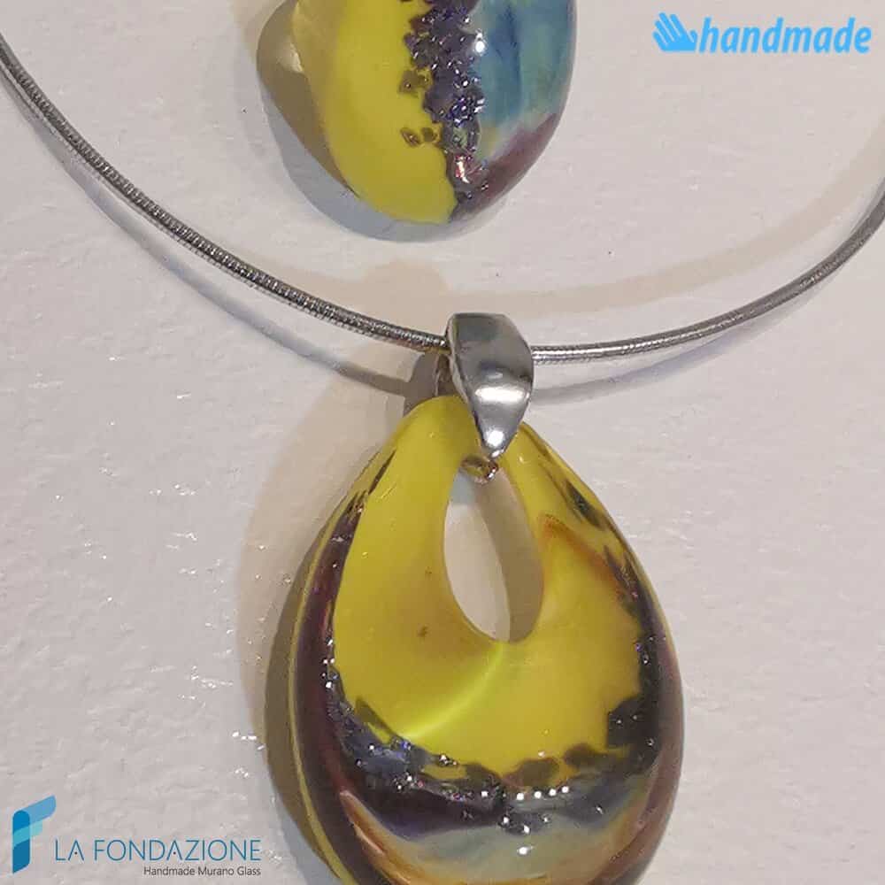 Parure Calcedonio Limone con collana e anello - La Fondazione snc - PARU0046