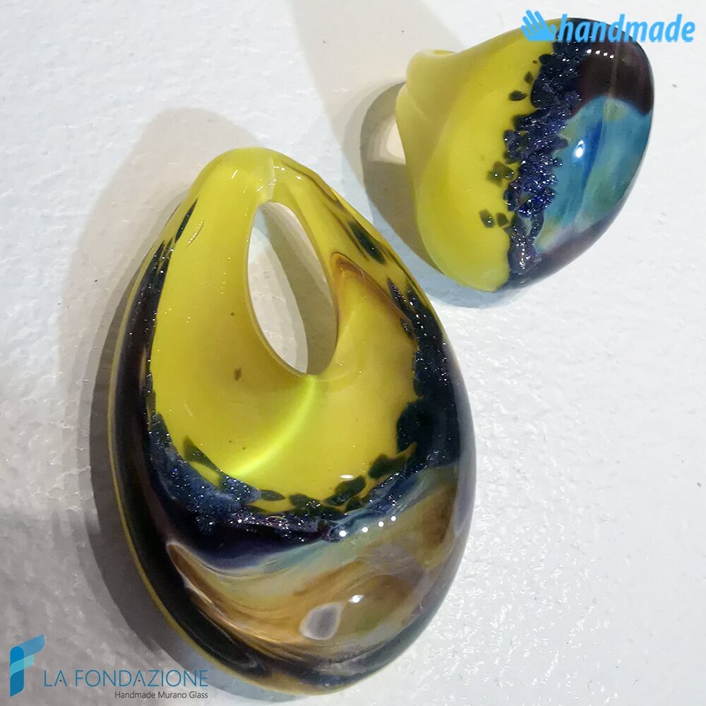Parure Calcedonio Limone con collana e anello - La Fondazione snc - PARU0046