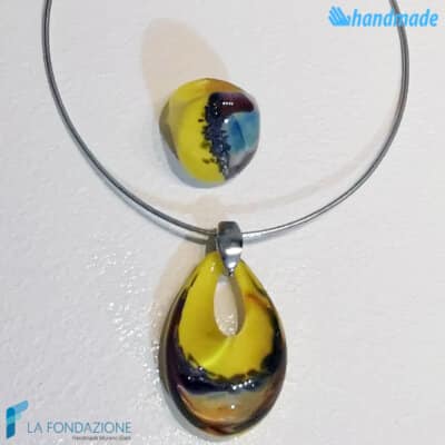 Parure Calcedonio Limone con collana e anello - La Fondazione snc - PARU0046