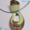 Parure Goccia Lime oro rotto con collier e anello - La Fondazione snc - PARU0047
