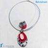 Red silver drop set broken with necklace and ring - La Fondazione snc - PARU0049