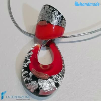 Parure Goccia argento rotto con collier e anello