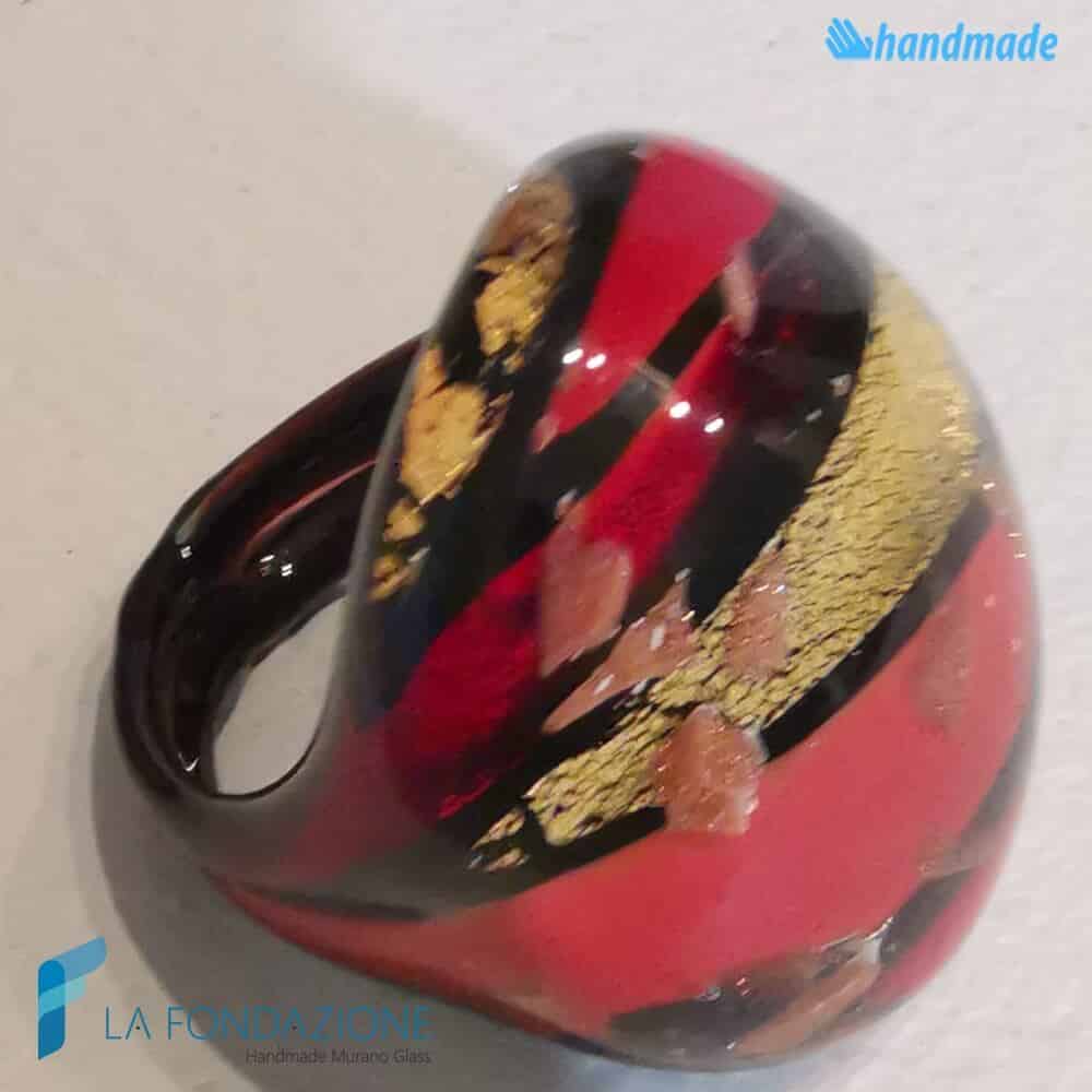 Laguna Red band ring with aventurine - La Fondazione snc - RINGS0131