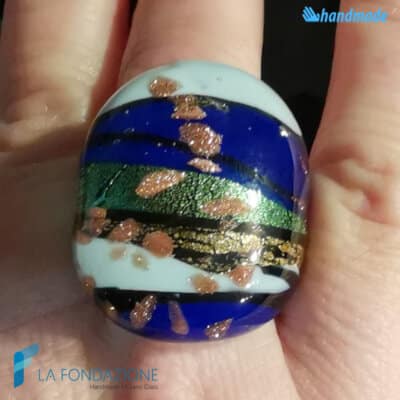 Laguna Blue band ring with aventurine - La Fondazione snc - RINGS0132