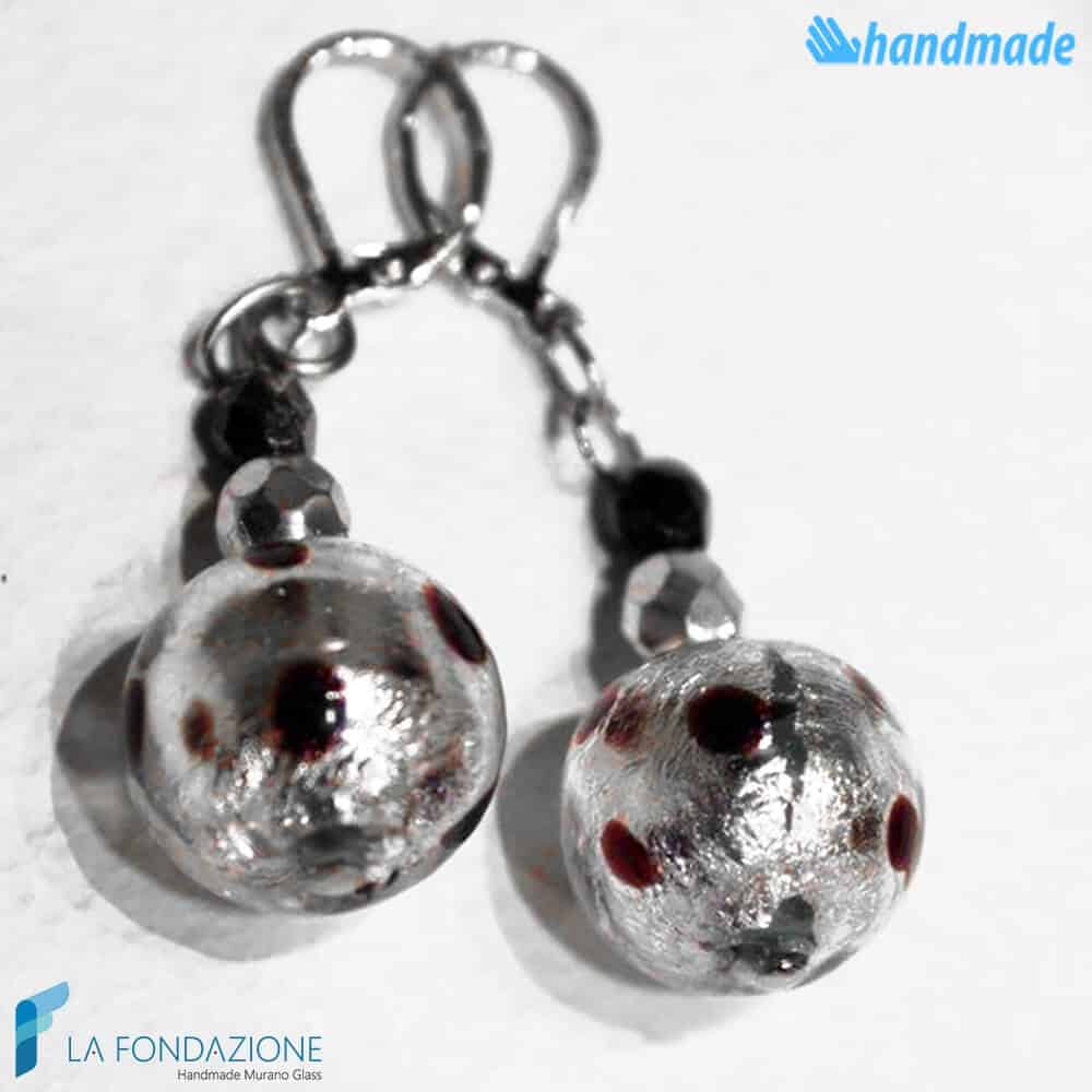 Orecchini Pois Iron in vetro di Murano - La Fondazione snc - EARRINGSC0011
