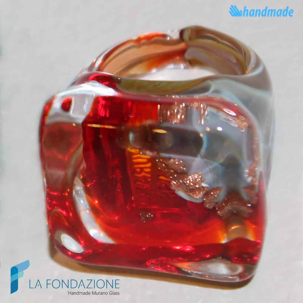 Crystal chalcedony cube with aventurine - La Fondazione snc - RINGS0015