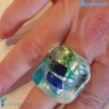 Anello Cubo Dicroico Maxi in vetro di Murano - La Fondazione snc - RINGS0135