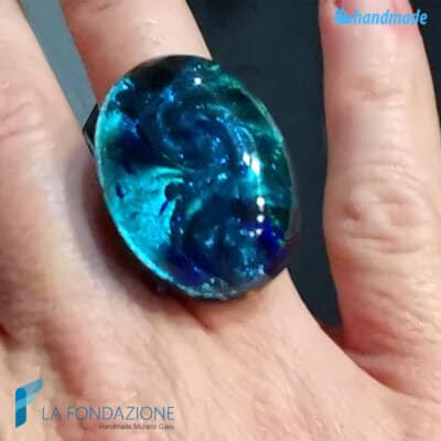Blue Emerald Ring with Aventurine - La Fondazione - RINGS0138