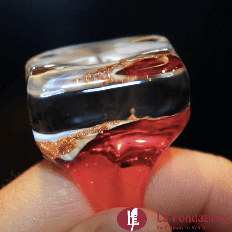 Crystal chalcedony cube with aventurine - La Fondazione snc - RINGS0015