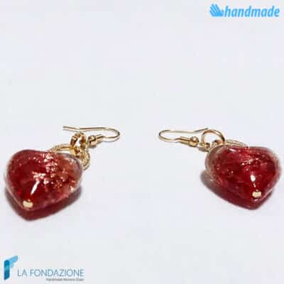 Dangle Heart Earrings handmade Murano glass - La Fondazione snc - EARRINGSC0033