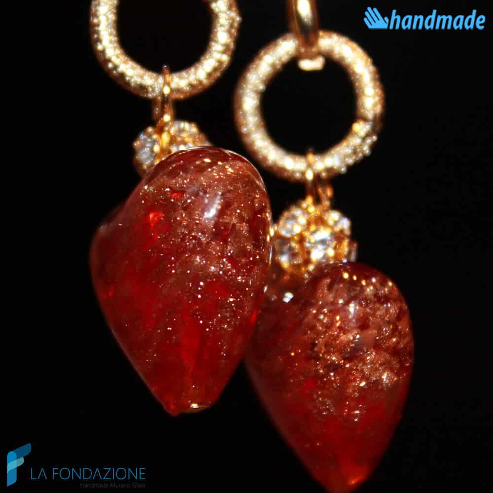 Orecchini Valentino pendenti in vetro di Murano - La Fondazione snc - EARRINGSC0033