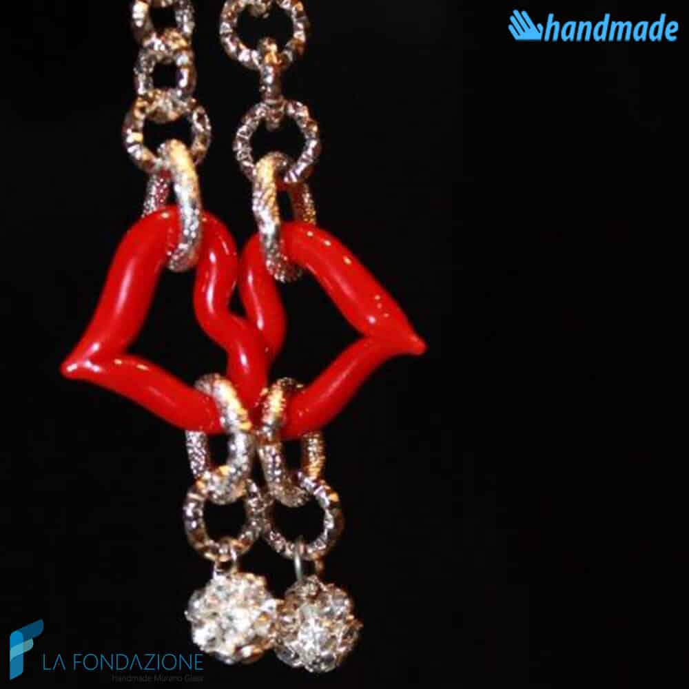 Orecchini Cuore Catenato in vetro di Murano - La Fondazione snc - EARRINGSC0046