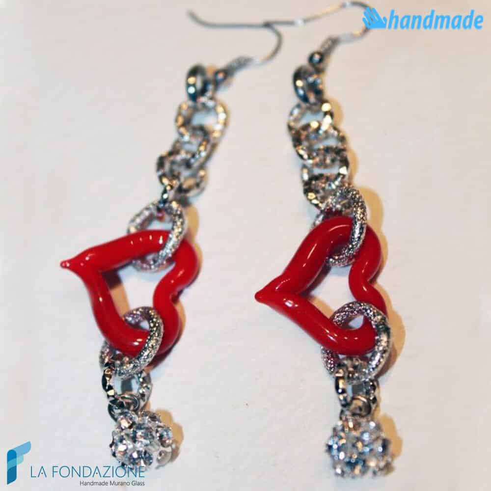 Orecchini Cuore Catenato in vetro di Murano - La Fondazione snc - EARRINGSC0046