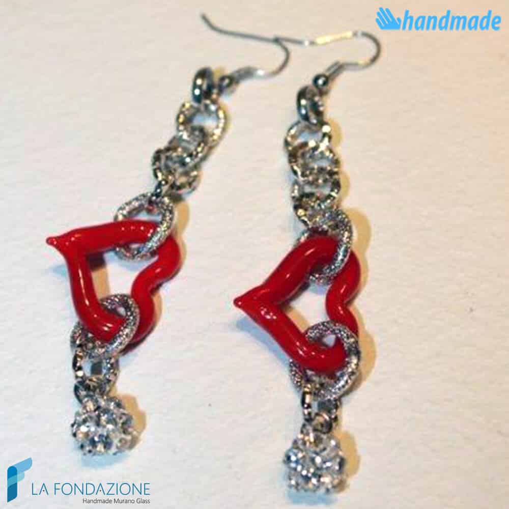 Orecchini Cuore Catenato in vetro di Murano - La Fondazione snc - EARRINGSC0046