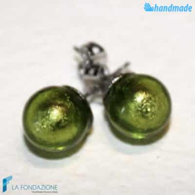 Lobe Pearl Earrings handmade Murano glass - La Fondazione snc - EARRINGSC0047