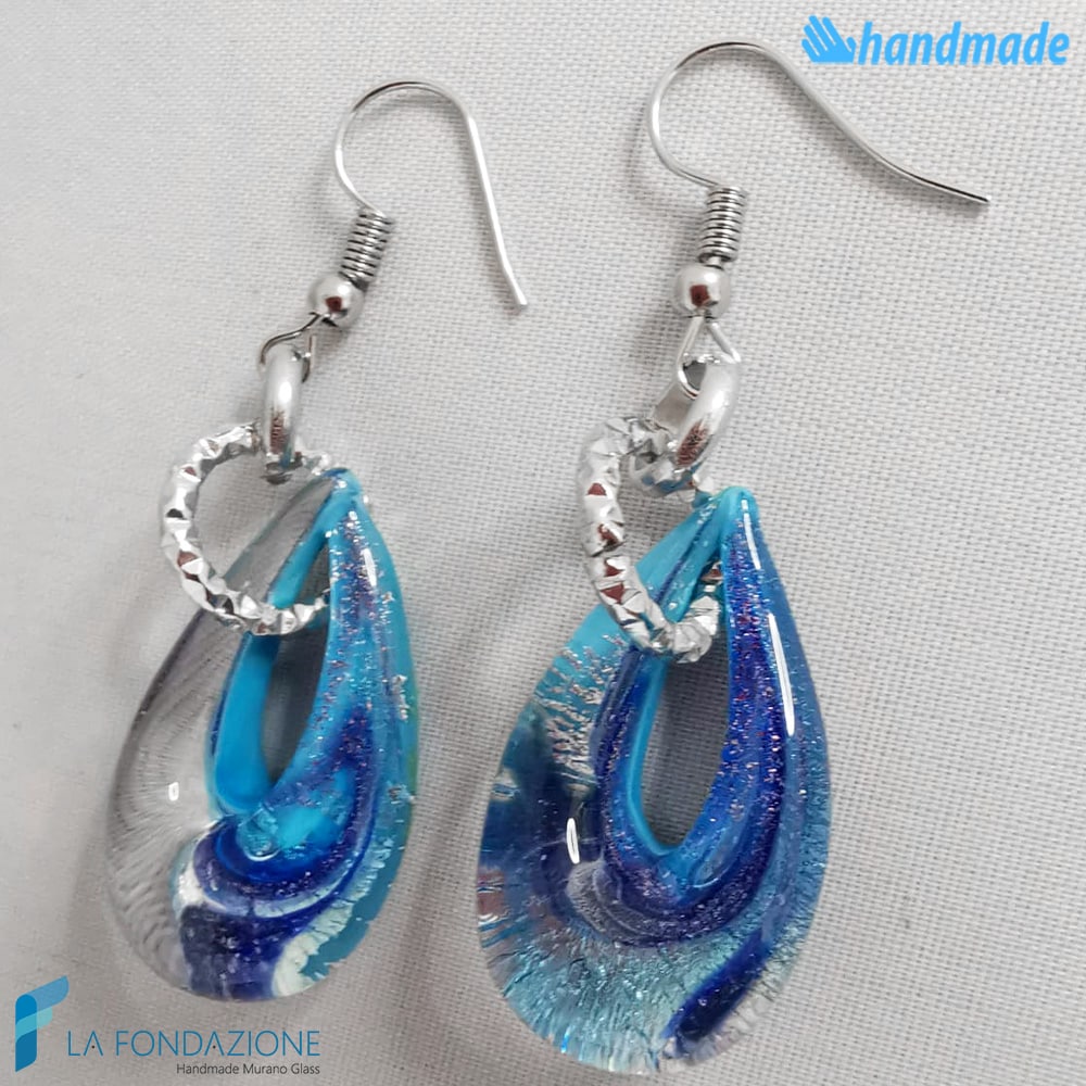 Orecchini Goccina Acqua in vetro di Murano - La Fondazione snc - EARRINGSC0048