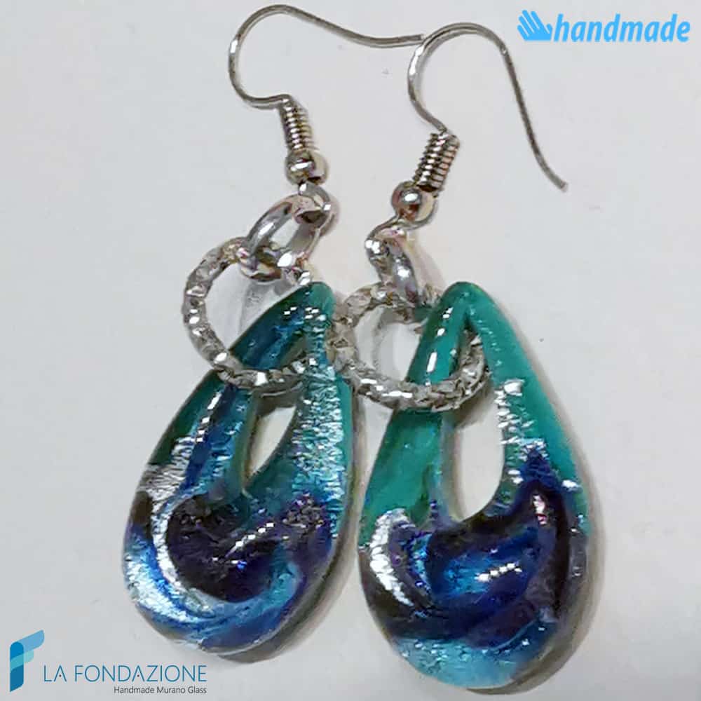 Orecchini Goccina Acqua in vetro di Murano - La Fondazione snc - EARRINGSC0048