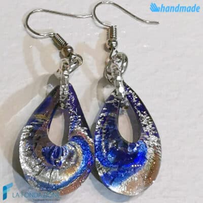 Orecchini Goccina Acqua in vetro di Murano - La Fondazione snc - EARRINGSC0048
