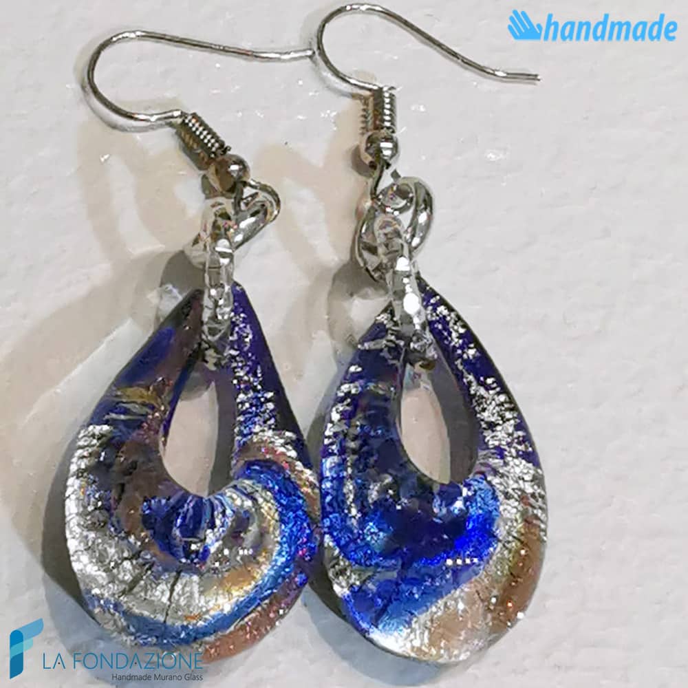 Orecchini Goccina Acqua in vetro di Murano - La Fondazione snc - EARRINGSC0048