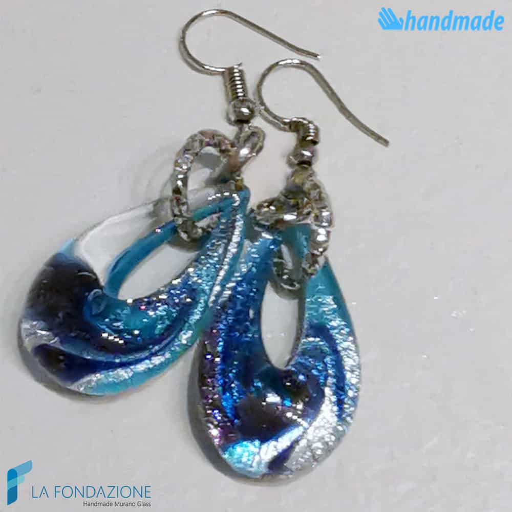 Orecchini Goccina Acqua in vetro di Murano - La Fondazione snc - EARRINGSC0048