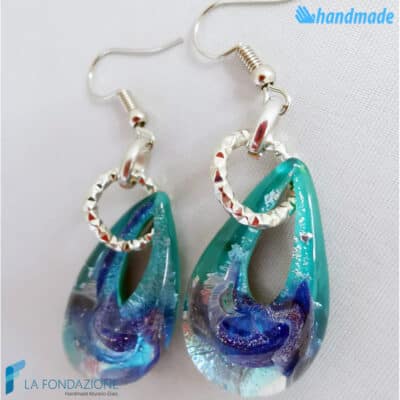 Orecchini Goccina Acqua in vetro di Murano - La Fondazione snc - EARRINGSC0048
