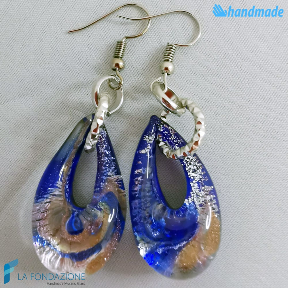 Orecchini Goccina Acqua in vetro di Murano - La Fondazione snc - EARRINGSC0048