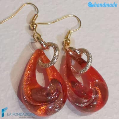 Fire Drop Earrings handmade Murano glass - La Fondazione snc - EARRINGSC0049