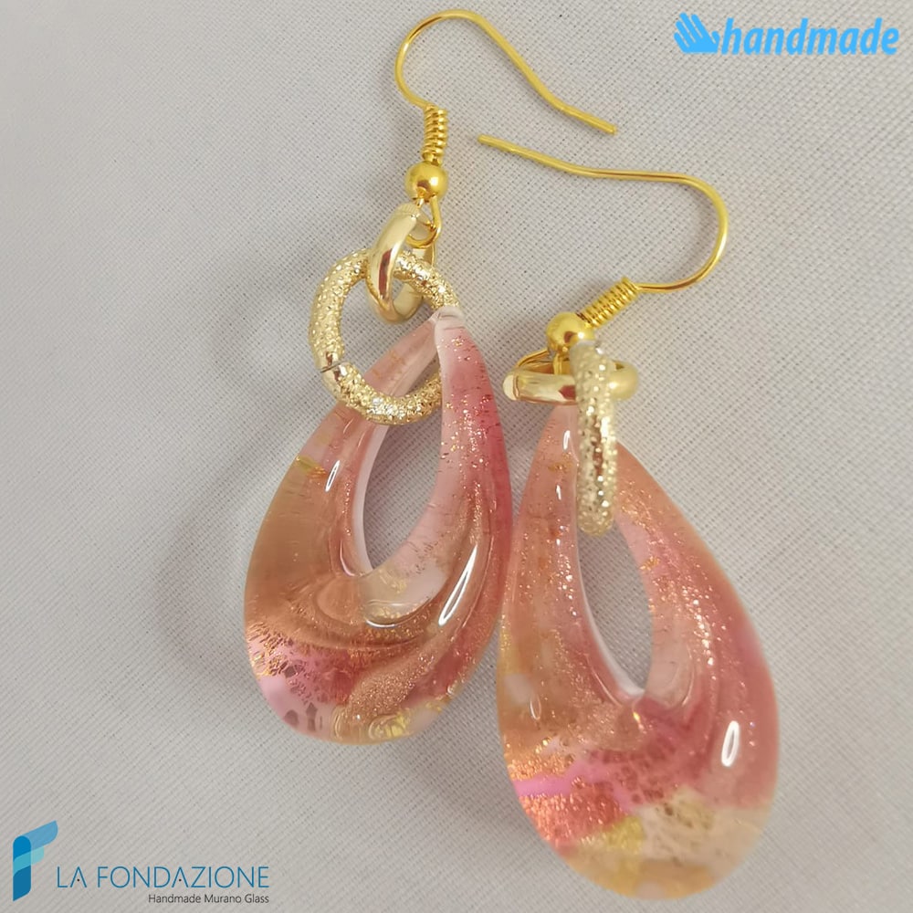 Orecchini Goccina Fuoco in vetro di Murano - La Fondazione snc - EARRINGSC0049