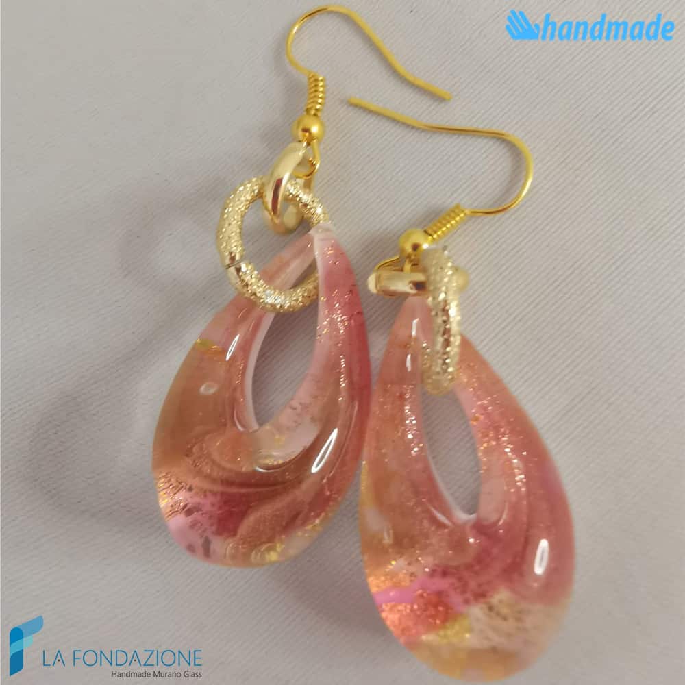 Orecchini Goccina Fuoco in vetro di Murano - La Fondazione snc - EARRINGSC0049