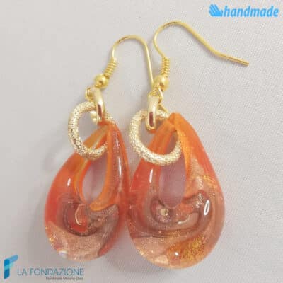 Fire Drop Earrings handmade Murano glass - La Fondazione snc - EARRINGSC0049