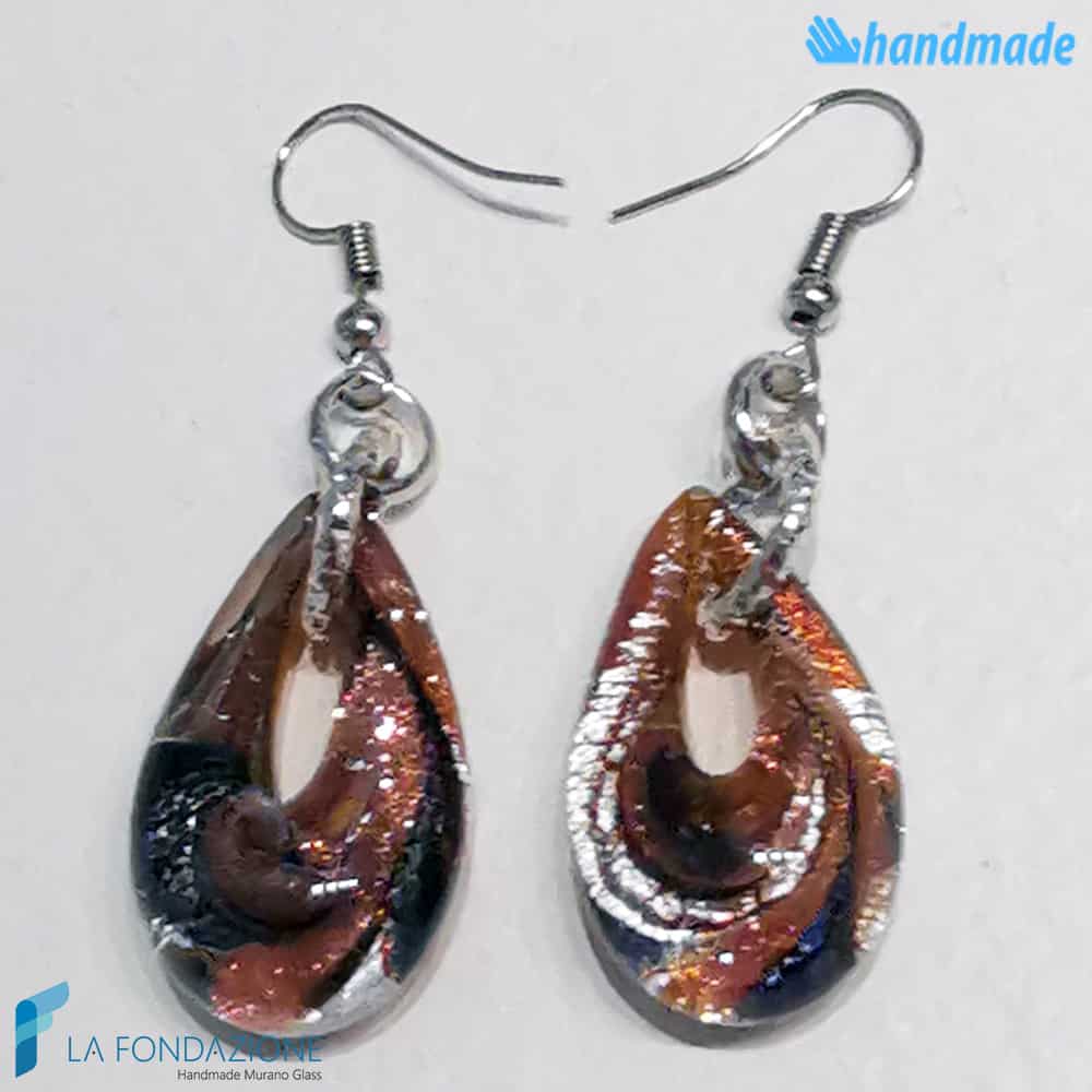 Orecchini Goccina Terra in vetro di Murano - La Fondazione snc - EARRINGSC0050