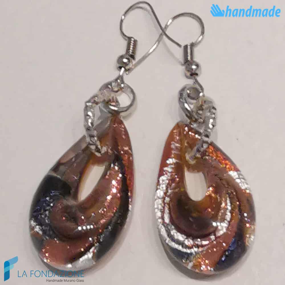 Orecchini Goccina Terra in vetro di Murano - La Fondazione snc - EARRINGSC0050