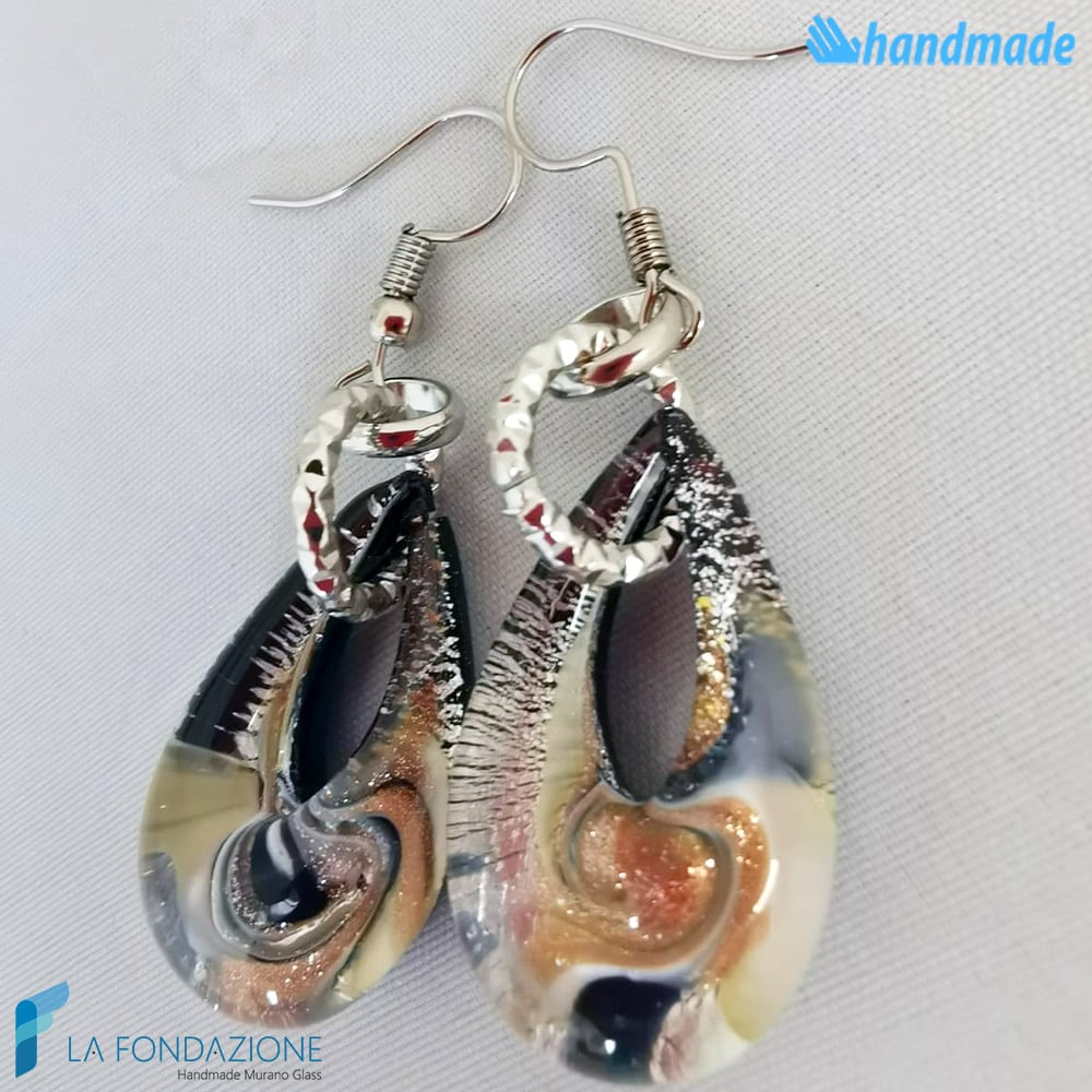 Orecchini Goccina Terra in vetro di Murano - La Fondazione snc - EARRINGSC0050