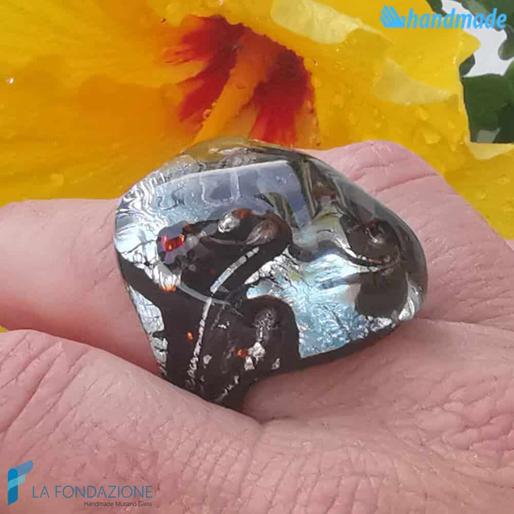 Anello cubico Occhio del Mare in vetro di Murano - La Fondazione snc - RINGS0140