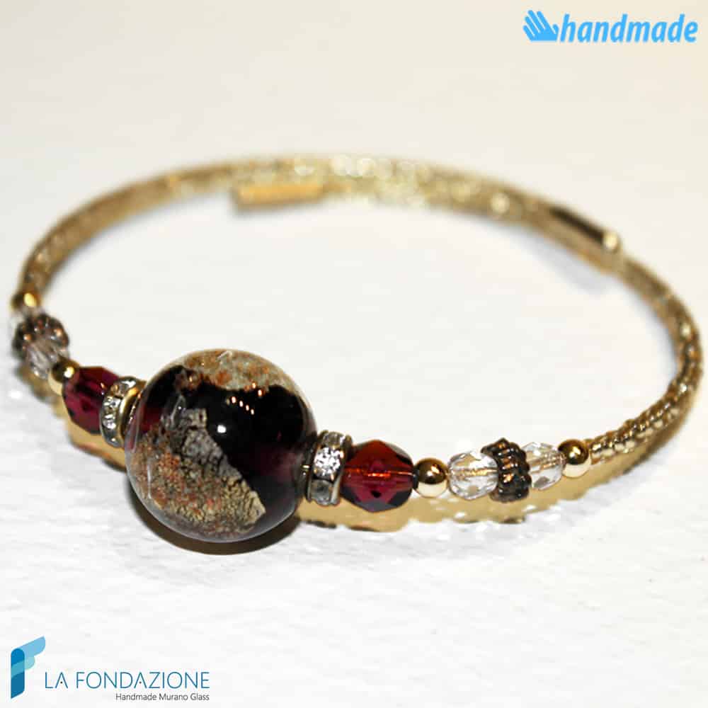 Bracciale Armonico con avventurina in vetro di Murano - La Fondazione snc - BRAC0001