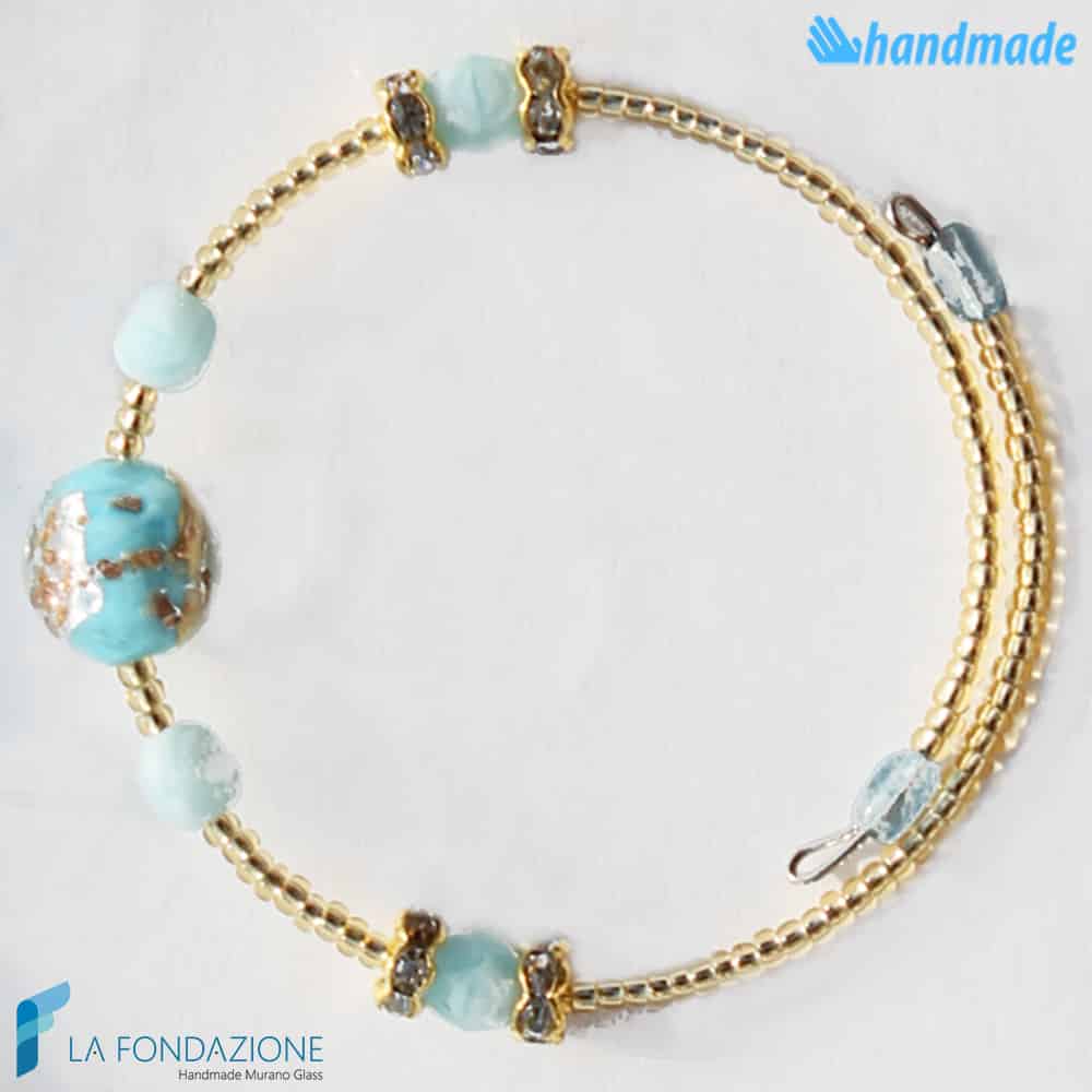Bracciale Armonico con avventurina in vetro di Murano - La Fondazione snc - BRAC0001