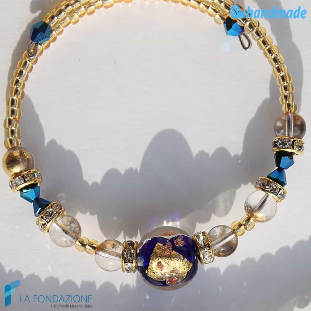 Bracciale Armonico con avventurina in vetro di Murano - La Fondazione snc - BRAC0001