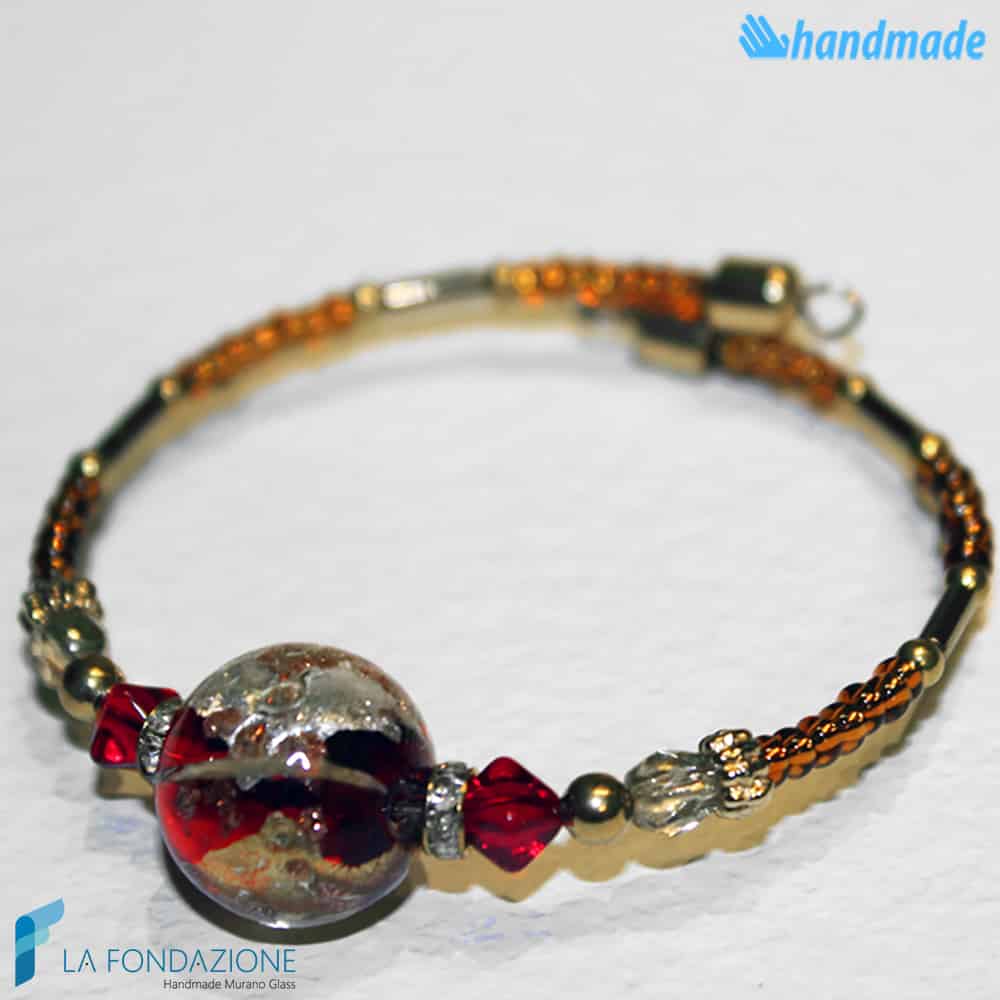 Bracciale Armonico con avventurina in vetro di Murano - La Fondazione snc - BRAC0001