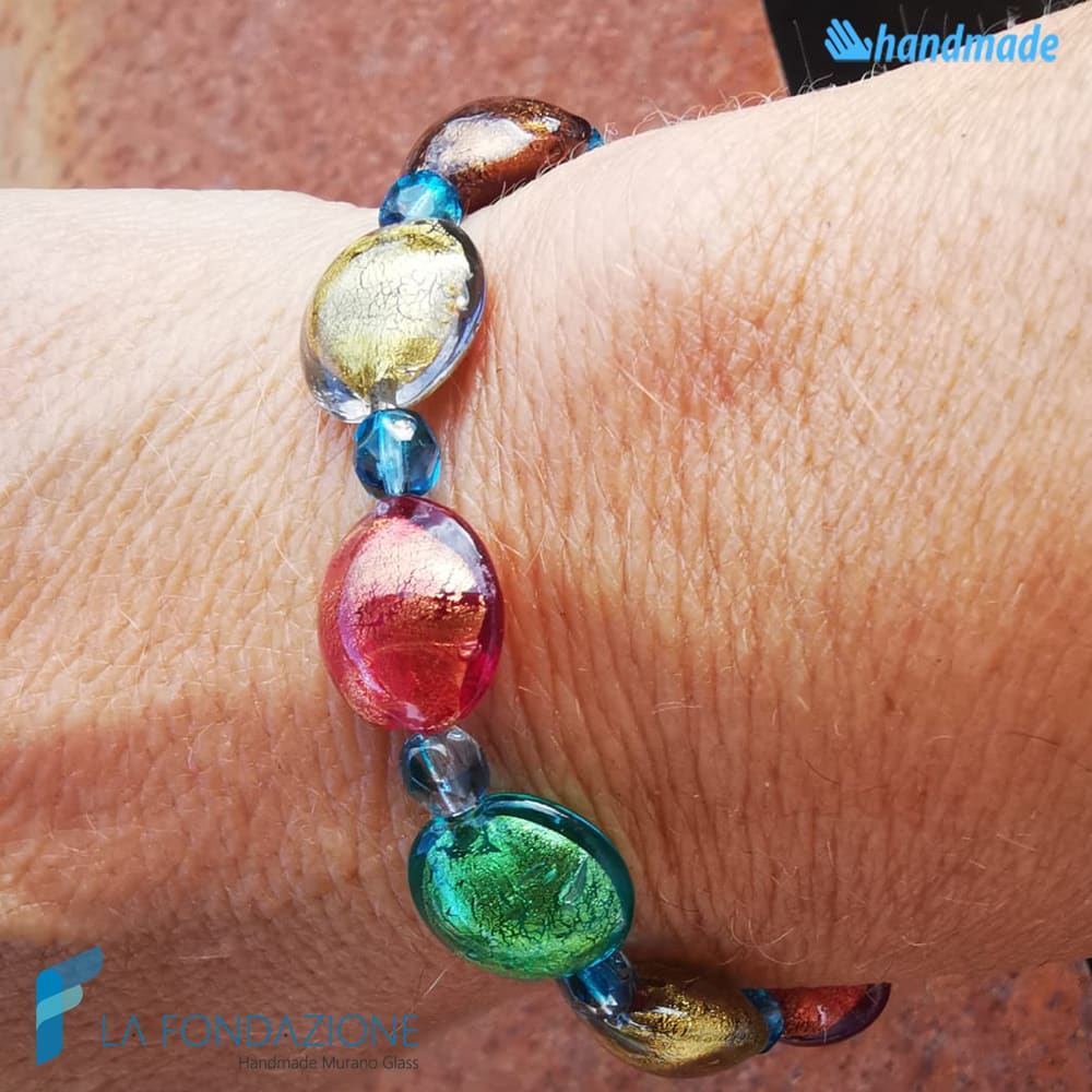 Venice Carnival gold bracelet handmade in Murano glass - La Fondazione snc - BRAC00072