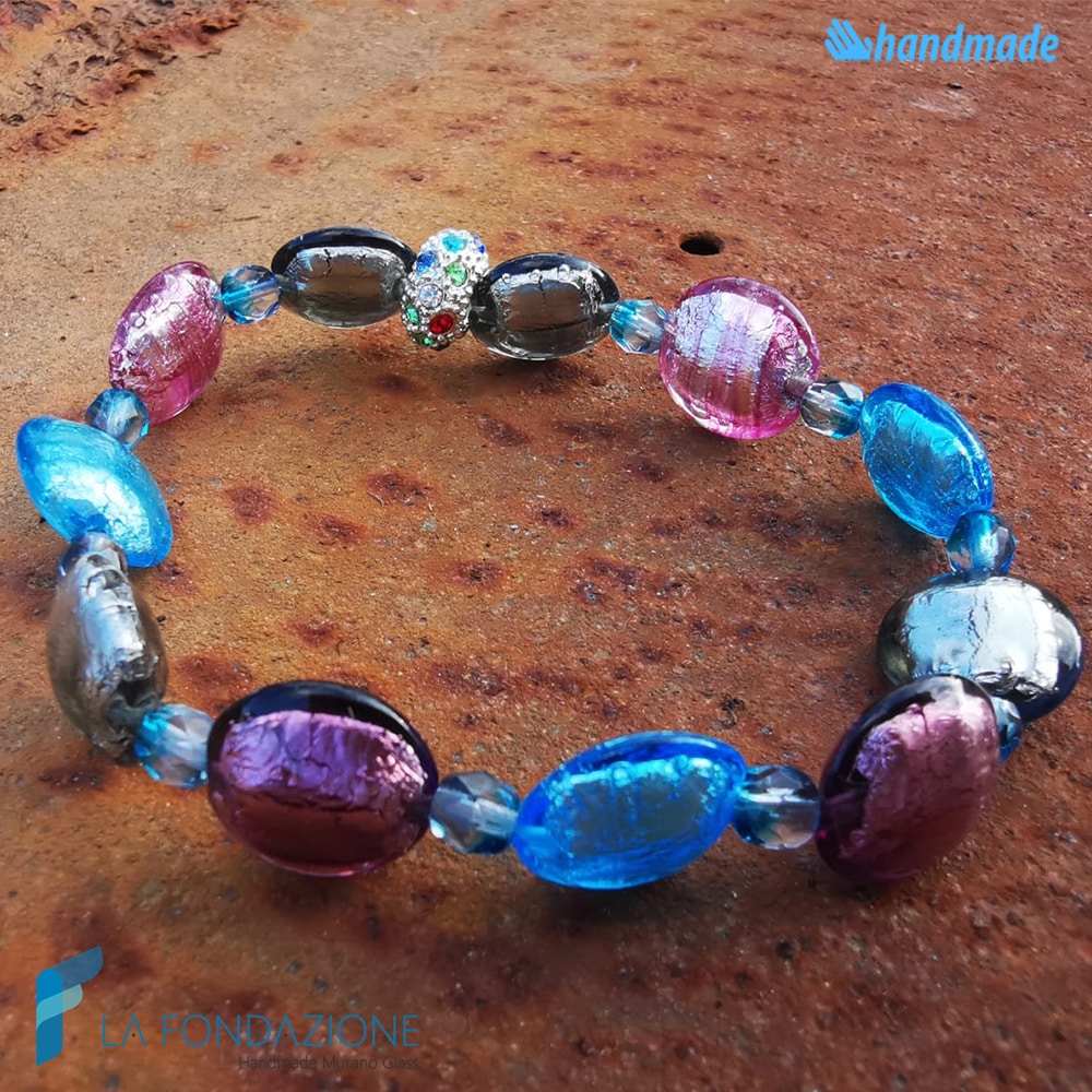 Bracciale Carnevale di Venezia argento in vetro di Murano - La Fondazione snc - BRAC00073