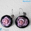 Orecchini Fiore con base nera in vetro di Murano - La Fondazione snc - EARRINGSC0031