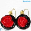 Orecchini Fiore con base nera in vetro di Murano - La Fondazione snc - EARRINGSC0031