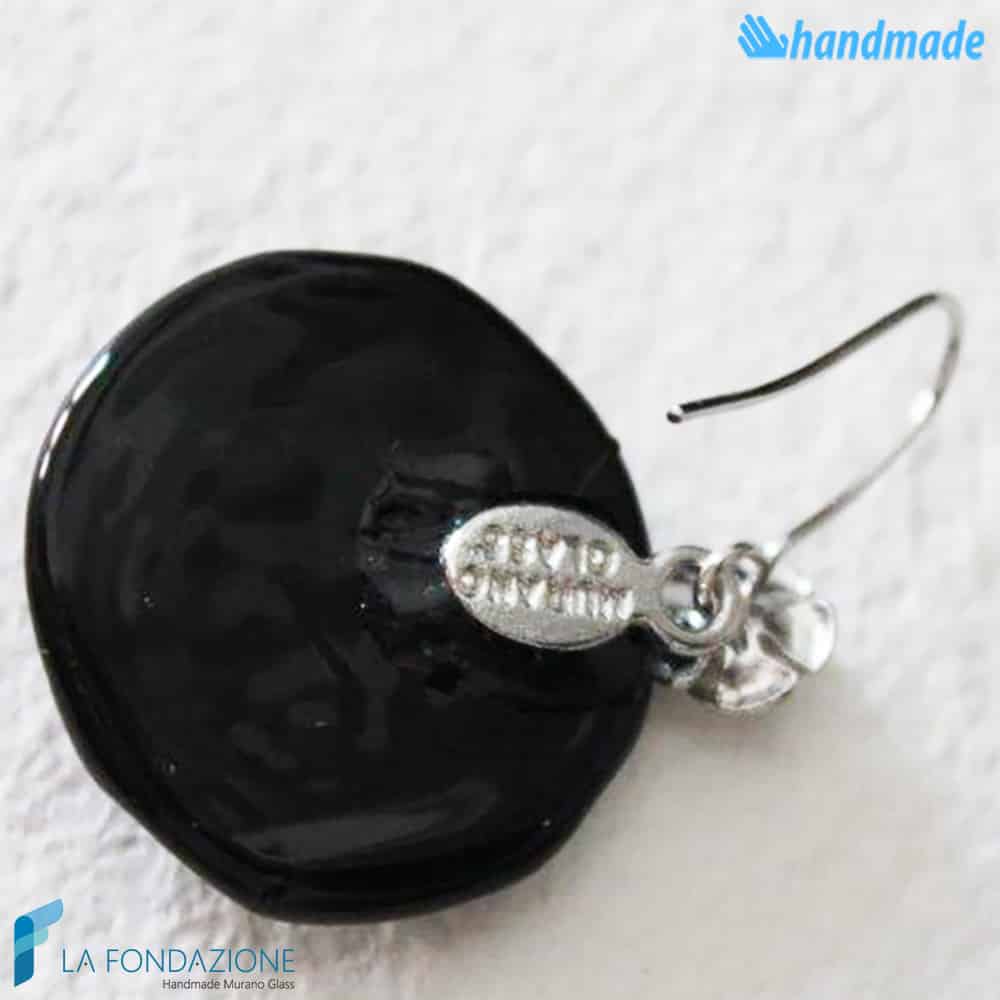 Orecchini Fiore con base nera in vetro di Murano - La Fondazione snc - EARRINGSC0031