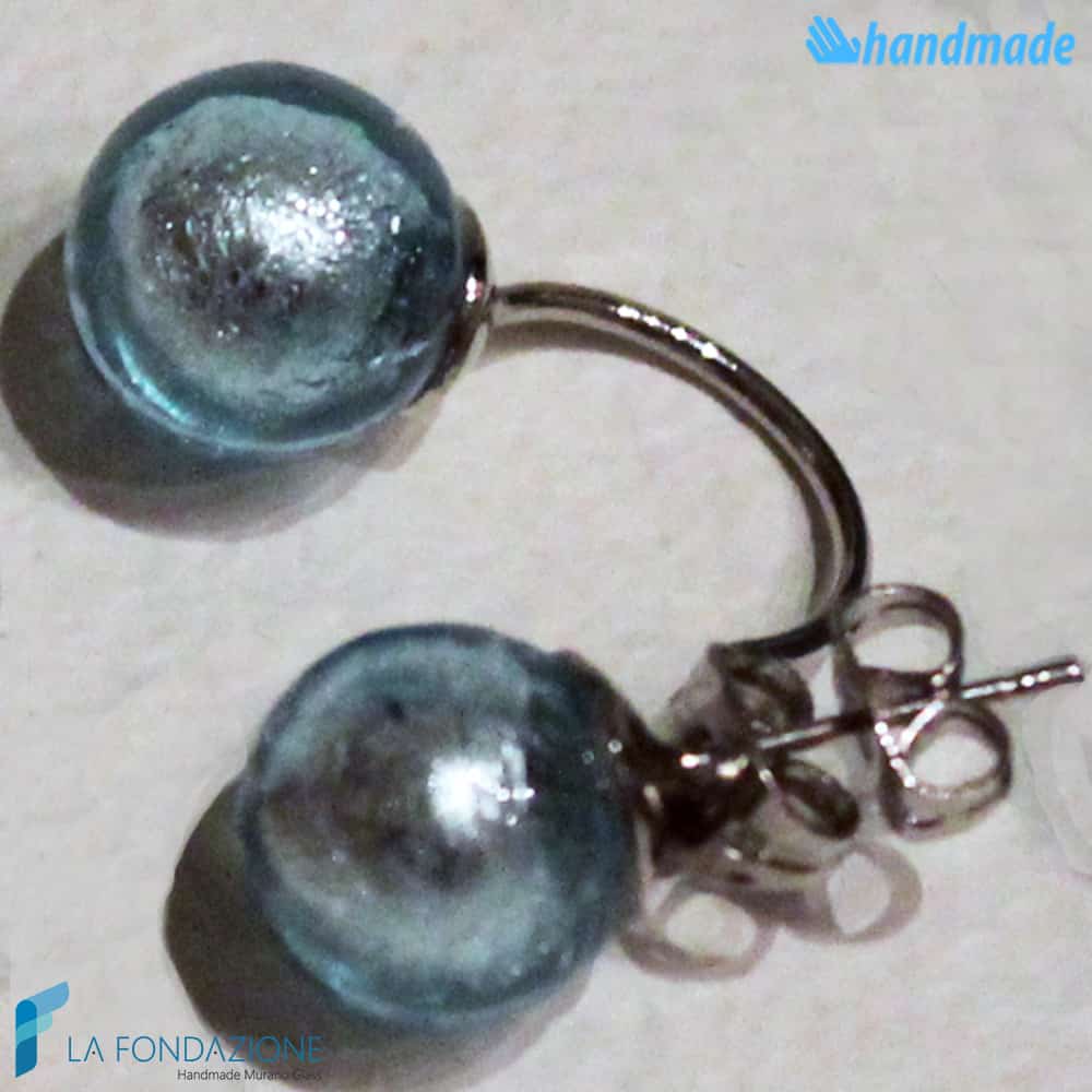 Orecchini Perla Doppia a Lobo in vetro di Murano - La Fondazione snc - EARRINGSC0034